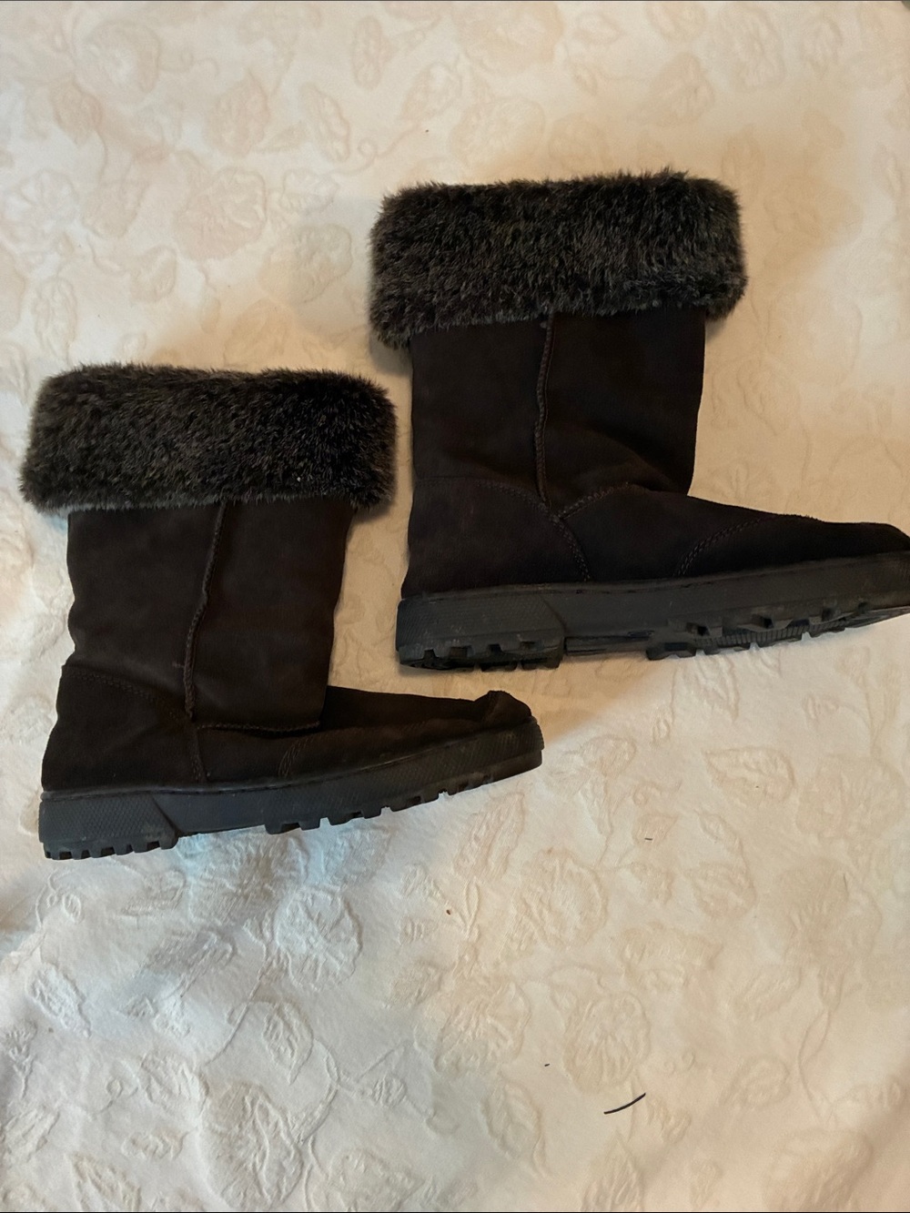 Women’s Brown Faux-Fur Trim Winter Boots